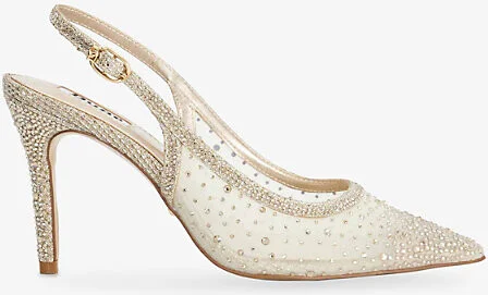 Womens Gold Plain Synthetic Compassionate Rhinestone-Embellished Mesh Courts Eur 37 / 4 Uk Women