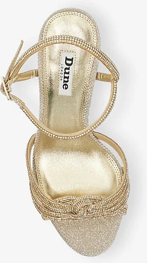Womens Gold Plain Synthetic Marvelous Diamante-Embellished Heeled Sandals Eur 41 / 8 Uk Women - Image 2