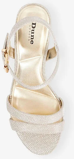 Womens Gold Plain Synthetic Merisa Metallic-Woven Block-Heel Sandals Eur 36 / 3 Uk Women - Image 2