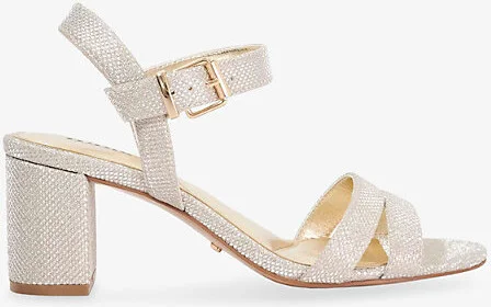 Womens Gold Plain Synthetic Merisa Metallic-Woven Block-Heel Sandals Eur 36 / 3 Uk Women