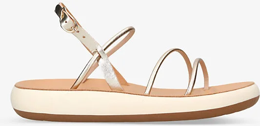 Womens Gold Polis Metallic-Strap Leather Sandals Eur 41 / 8 Uk Women