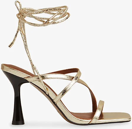 Womens Gold Rebecca Heeled Leather Sandals Eur 41 / 8 Uk Women