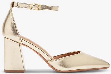 Womens Gold Refined Heeled Faux-Leather Courts Eur 40 / 7 Uk Women