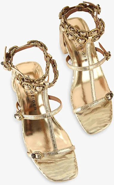 Womens Gold Regent Leather Heeled Sandals Eur 38/5 Uk Women - Image 2