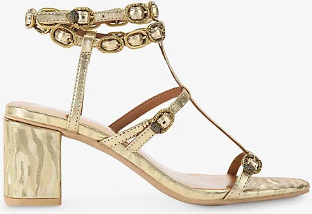 Womens Gold Regent Leather Heeled Sandals Eur 38/5 Uk Women