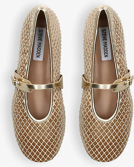 Womens Gold Rejoice-R Rhinestone-Embellished Mesh Flats Eur 38/5 Uk Women - Image 2