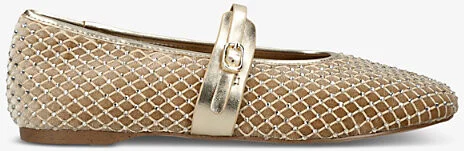 Womens Gold Rejoice-R Rhinestone-Embellished Mesh Flats Eur 38/5 Uk Women
