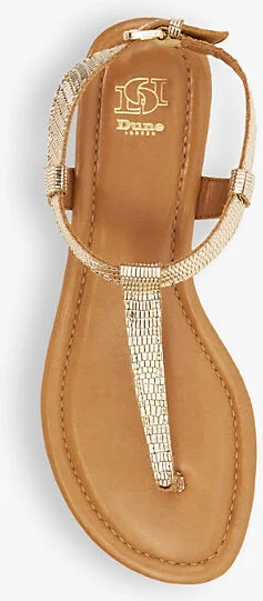 Womens Gold Rept Print Leather Lari Slim Toe-Post Flat Leather Sandals Eur 41 / 8 Uk Women - Image 2