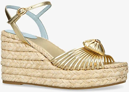 Womens Gold Royal Wedge Leather Wedge Sandals Eur 35 / 2 Uk Women - Image 2