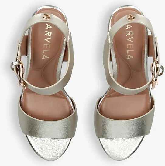 Womens Gold Sadie 2 Metallic Faux-Leather Heeled Sandals Eur 36 / 3 Uk Women - Image 2