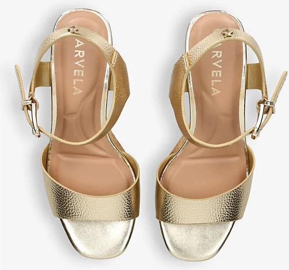 Womens Gold Sadie Stud-Embellished Leather Wedge Sandals Eur 39 / 6 Uk Women - Image 2