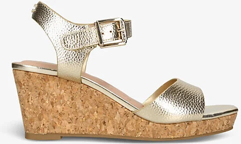 Womens Gold Sadie Stud-Embellished Leather Wedge Sandals Eur 39 / 6 Uk Women