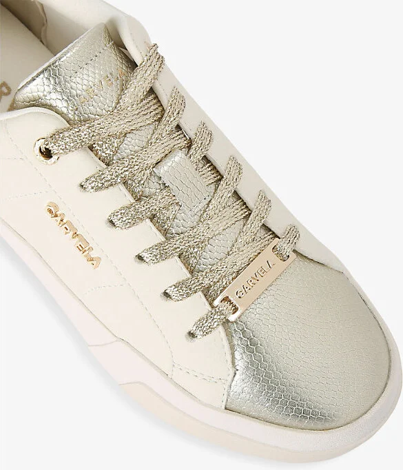 Womens Gold Santiana Faux-Leather Low-Top Trainers Eur 40 / 7 Uk Women - Image 2