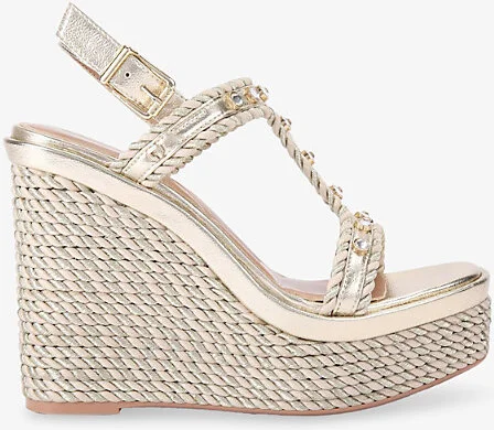 Womens Gold Sorella Rope Wedge Sandals Eur 37 / 4 Uk Women