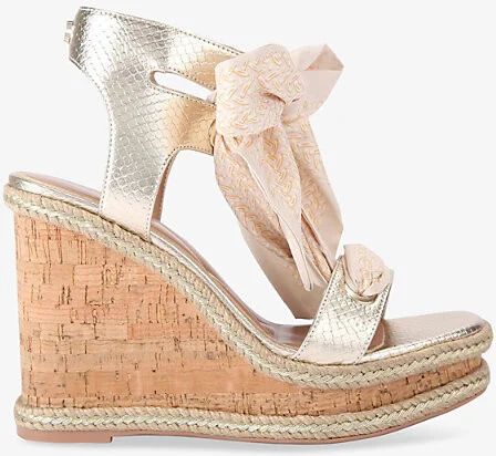 Womens Gold Sorrento Faux-Leather Wedges Eur 37 / 4 Uk Women