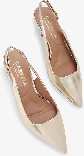Womens Gold Spirit Metallic Faux-Leather Slingback Courts Eur 36 / 3 Uk Women - Image 2