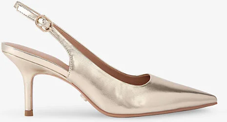Womens Gold Spirit Metallic Faux-Leather Slingback Courts Eur 36 / 3 Uk Women