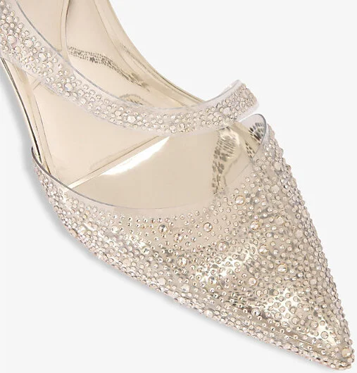 Womens Gold Symmetry Crystal-Embellished Vinyl Heeled Courts Eur 40 / 7 Uk Women - Image 2