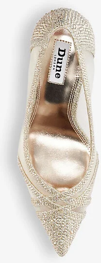 Womens Gold-Synthetic Bridged Rhinestone-Embellished Mesh and Woven Courts Eur 41 / 8 Uk Women - Image 2