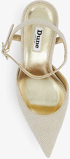 Womens Gold-Synthetic Channel Buckle-Embellished Woven Heeled Courts Eur 41 / 8 Uk Women - Image 2