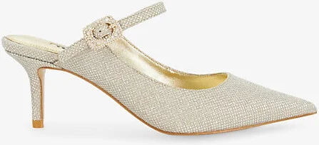 Womens Gold Synthetic Chronicles Embellished Heeled Woven Slip-On Mules Eur 37.5 / 4.5 Uk Women
