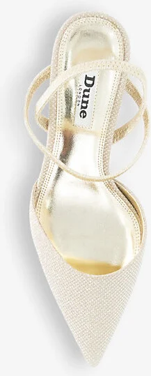 Womens Gold-Synthetic Classical Metallic Woven Slingback Courts Eur 38/5 Uk Women - Image 2