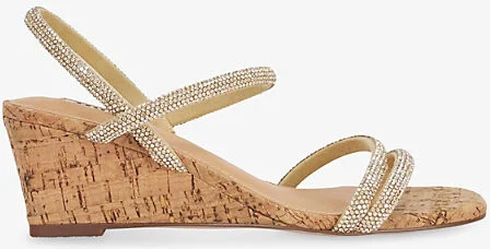 Womens Gold Synthetic Kalia Crystal-Embellished Wedges Eur 37 / 4 Uk Women