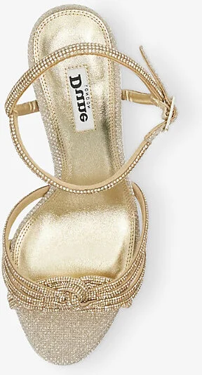 Womens Gold Synthetic Marvelous Diamante-Embellished Heeled Sandals Eur 37 / 4 Uk Women - Image 2