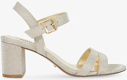 Womens Gold Synthetic Merisa Block-Heel Woven Sandals Eur 39 / 6 Uk Women