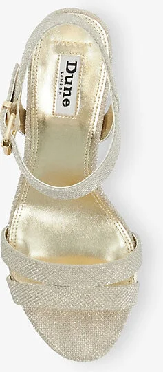 Womens Gold Synthetic Merisa Wide-Fit Metallic-Woven Block-Heel Sandals Eur 37 / 4 Uk Women - Image 2