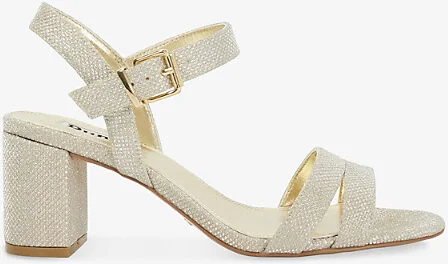 Womens Gold Synthetic Merisa Wide-Fit Metallic-Woven Block-Heel Sandals Eur 37 / 4 Uk Women