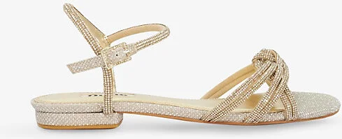 Womens Gold Synthetic Noa Rhinestone-Embellished Metallic-Woven Sandals Eur 41 / 8 Uk Women