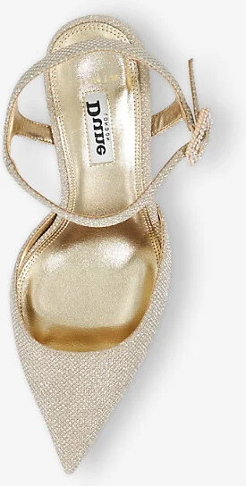 Womens Gold Synthetic Wf Channel Diamante-Buckle Open-Back Heeled Woven Courts Eur 36 / 3 Uk Women - Image 2