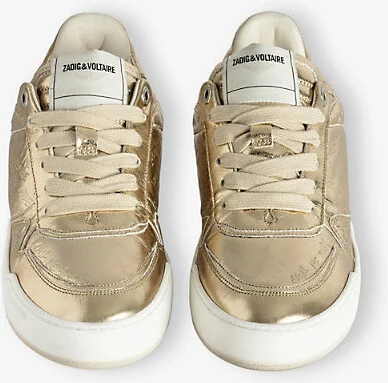 Womens Gold Wings Metallic-Leather Low-Top Trainers Eur 37 / 4 Uk Women - Image 2