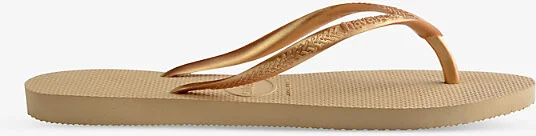 Womens Golden Slim Logo-Embossed Rubber Flip Flops 8