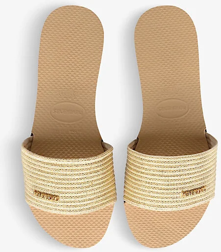 Womens Golden You Malta Striped Woven Sandals 6/7 - Image 2
