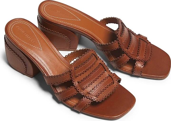 Women's Goldie 65MM Scalloped Leather Sandals - Pecan - Size 8 - Image 4