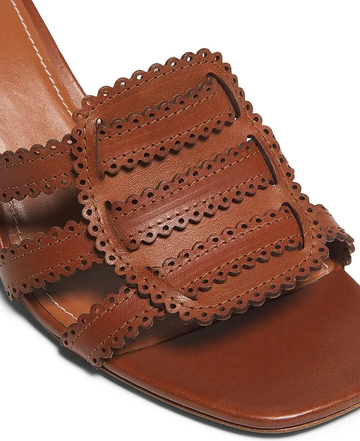 Women's Goldie 65MM Scalloped Leather Sandals - Pecan - Size 8 - Image 5