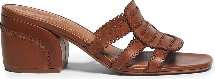 Women's Goldie 65MM Scalloped Leather Sandals - Pecan - Size 8