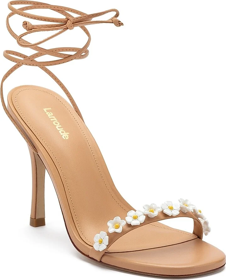 Women's Goldie 95MM Flower Appliqué Leather Lace-Up Sandals - Tan - Size 5 - Image 2