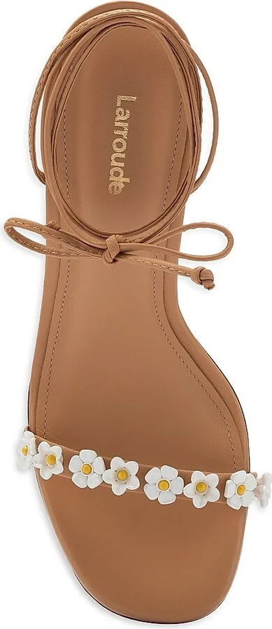 Women's Goldie 95MM Flower Appliqué Leather Lace-Up Sandals - Tan - Size 5 - Image 5