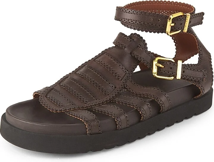 Women's Goldie Leather Gladiator Sandals - Espresso - Size 6 - Image 2