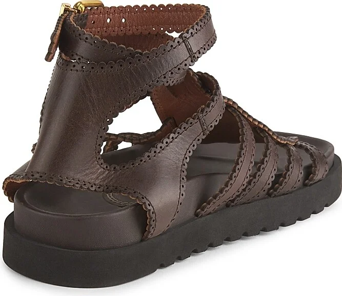 Women's Goldie Leather Gladiator Sandals - Espresso - Size 6 - Image 3