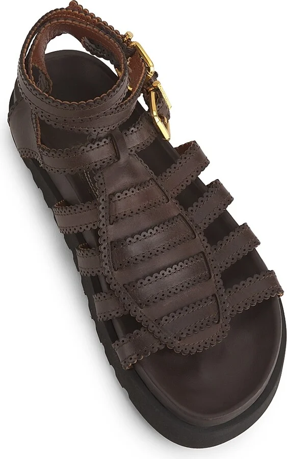 Women's Goldie Leather Gladiator Sandals - Espresso - Size 6 - Image 4