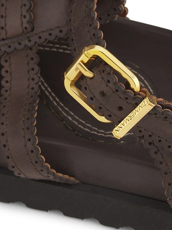 Women's Goldie Leather Gladiator Sandals - Espresso - Size 6 - Image 5