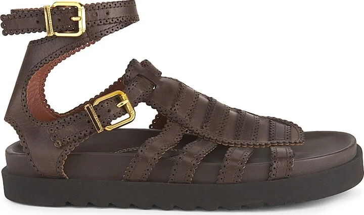 Women's Goldie Leather Gladiator Sandals - Espresso - Size 6