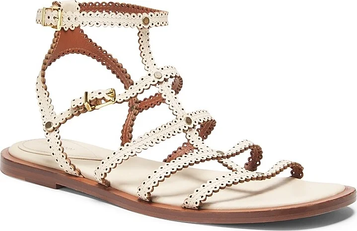 Women's Goldie Scalloped Leather Sandals - Macadamia - Size 6 - Image 2