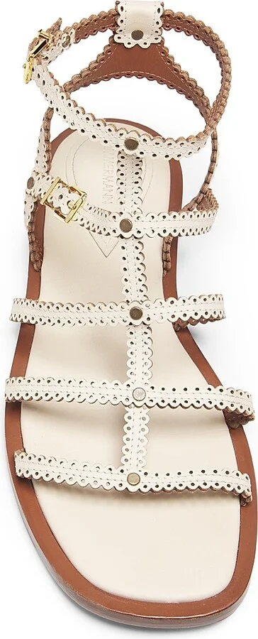 Women's Goldie Scalloped Leather Sandals - Macadamia - Size 6 - Image 4