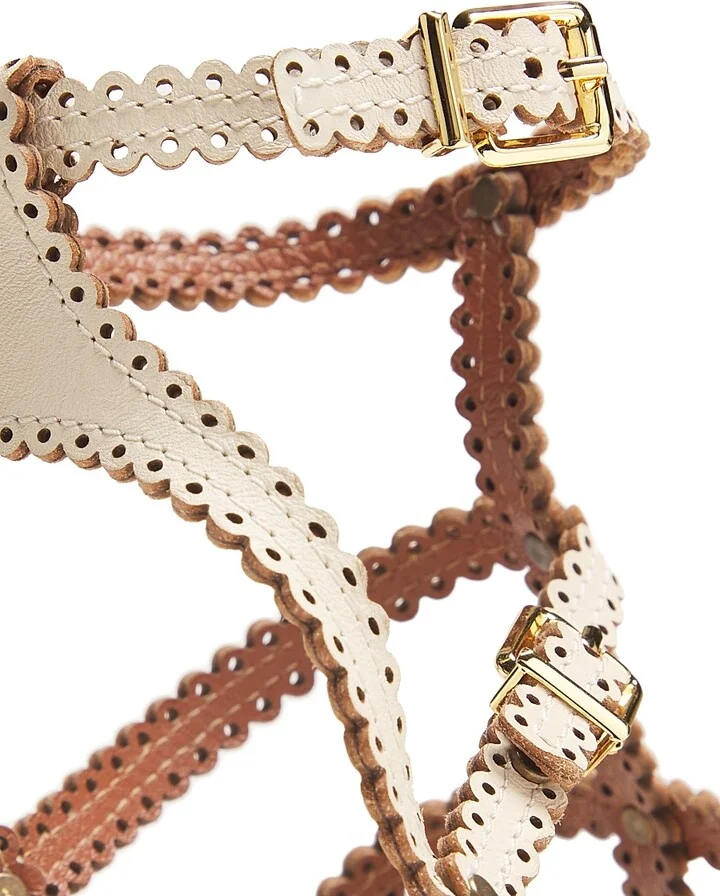 Women's Goldie Scalloped Leather Sandals - Macadamia - Size 6 - Image 5