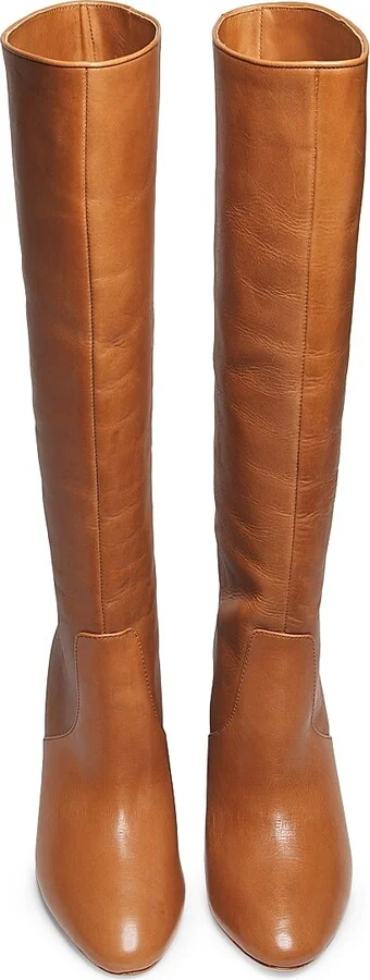 Women's Goldy 90MM Leather Tall Boots - Safari - Size 5 - Image 4